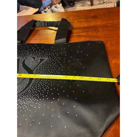 Victoria's Secret Tote Bag Black Bling Rhinestone VS logo Carryall Travel NWT - Picture 11 of 12